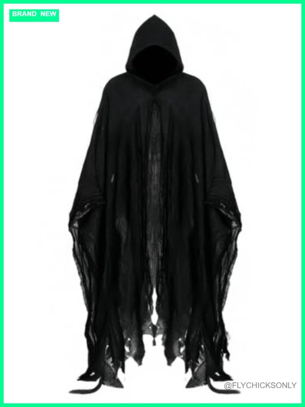 Grim Reaper Hooded Cloak Costume Cosplay Cape 6Ft Trimmable